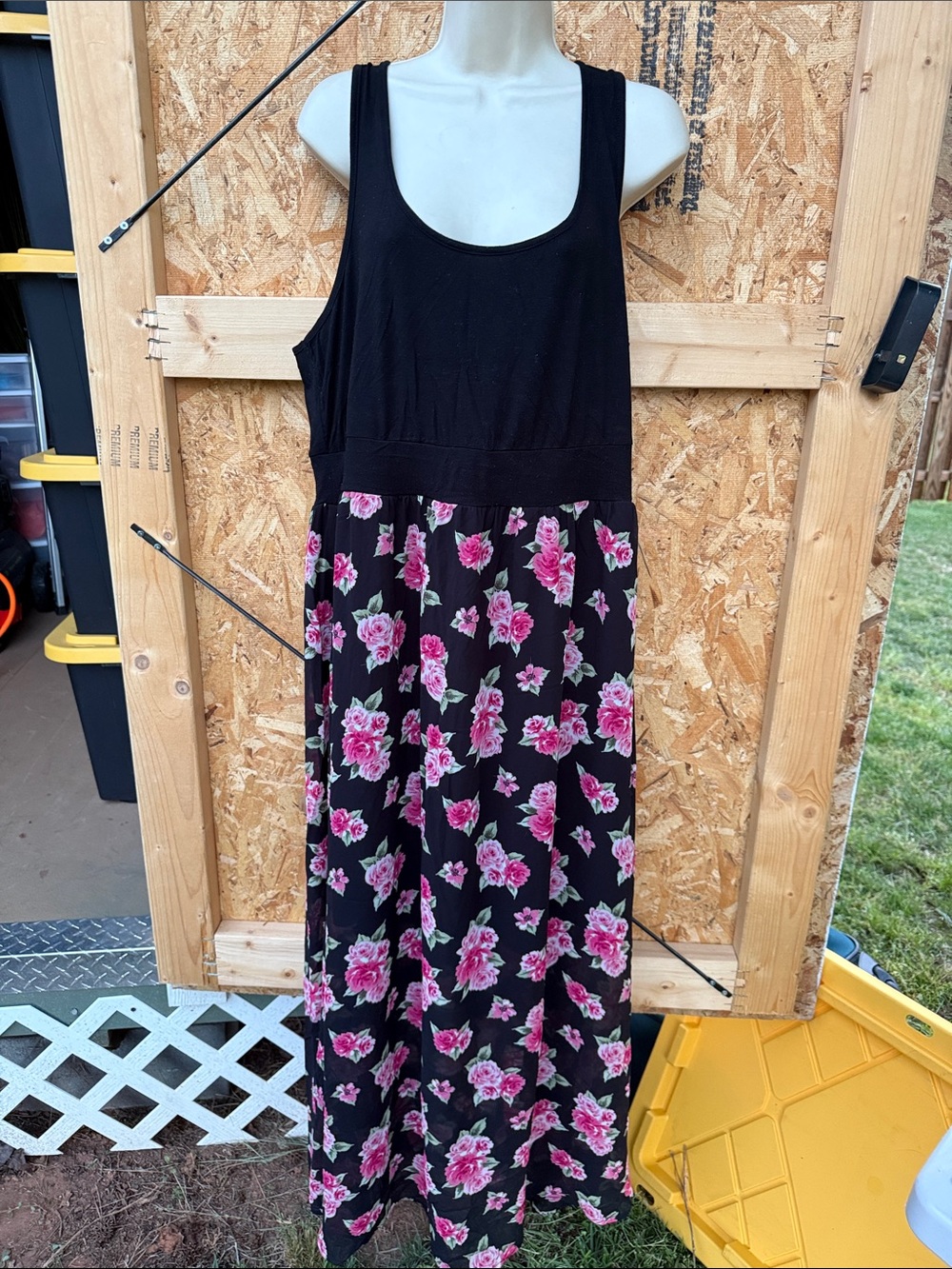 torrid Black Maxi Dress with Pink Floral Print